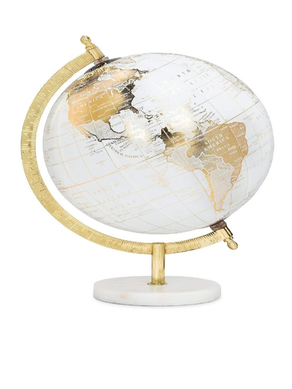 Abbott Collection 57-LATITUDE-18 Spinning Small Decorative Globe, White/Gold